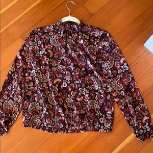 Black red and pink high neck blouse
